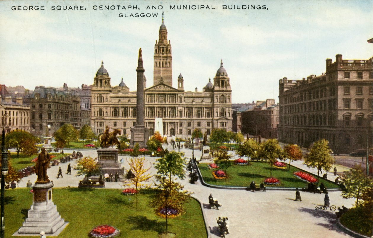 George Square, Cenotaph e Municipal Buildings, Glasgow, finais do século XIX a princípios do século XX. de Unbekannt