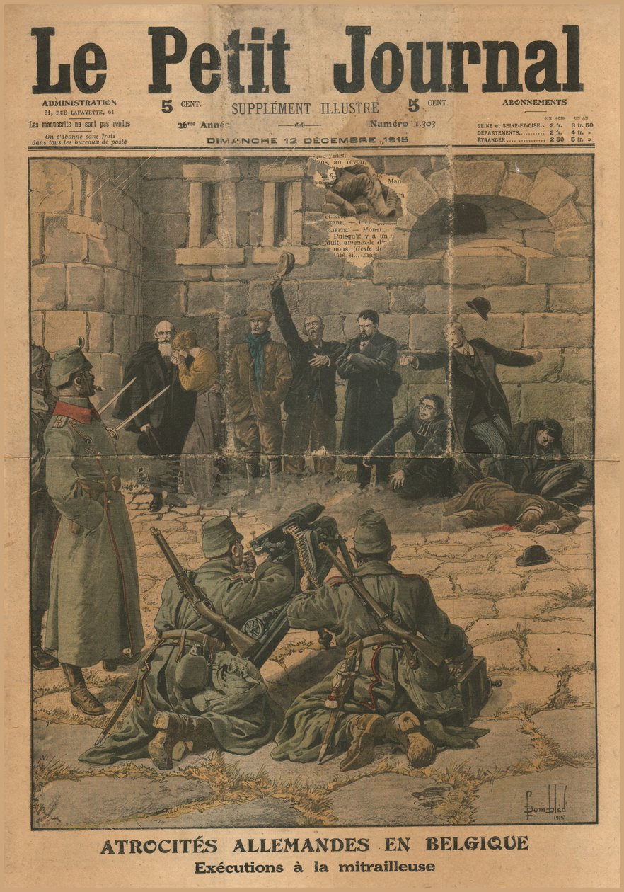 Atrocidades alemãs na Bélgica: execução por metralhadora, 1915. de Unbekannt