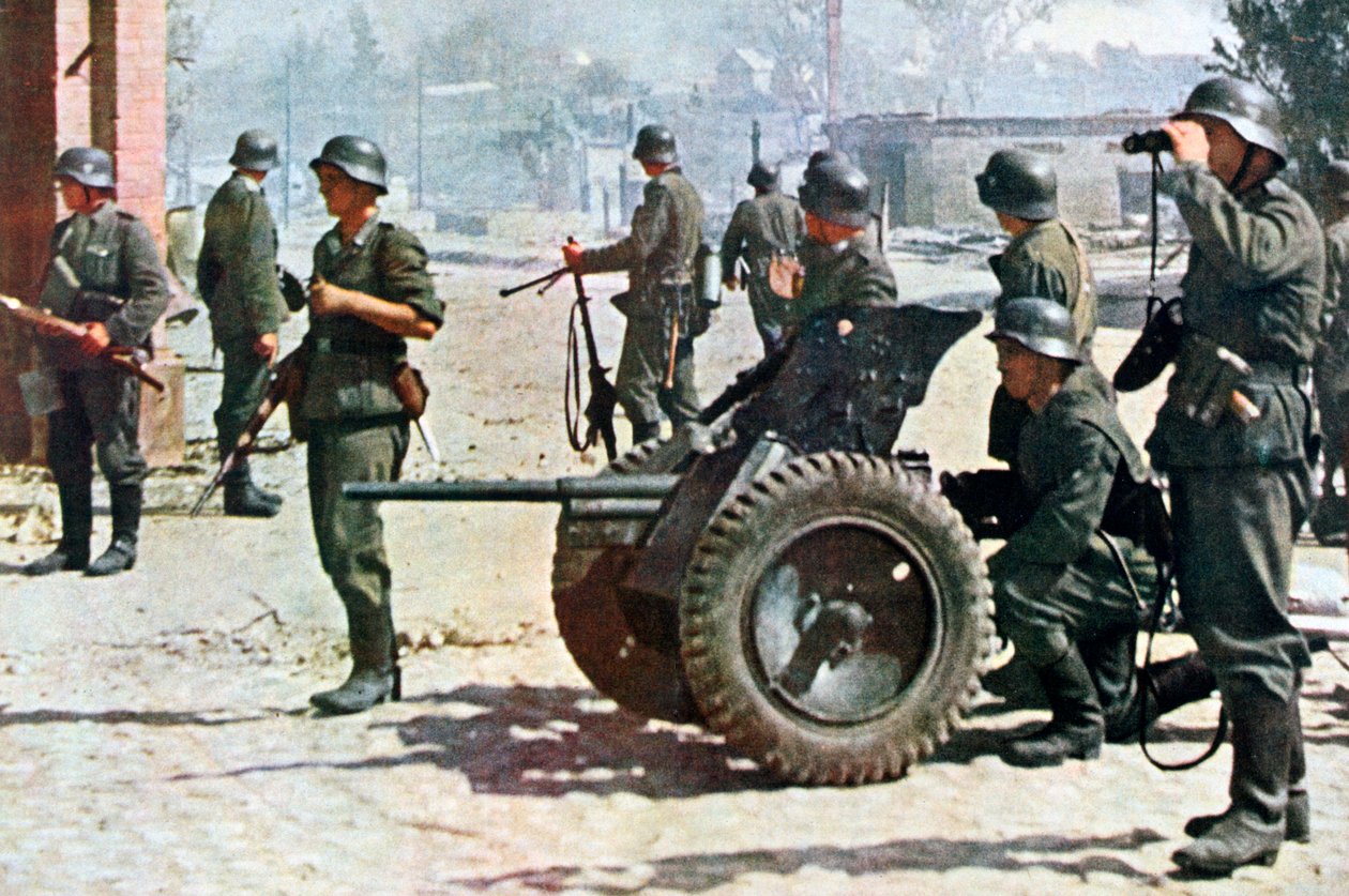 Soldados de infantaria alemães com artilharia de campo leve, Rússia, 1943 de Unbekannt