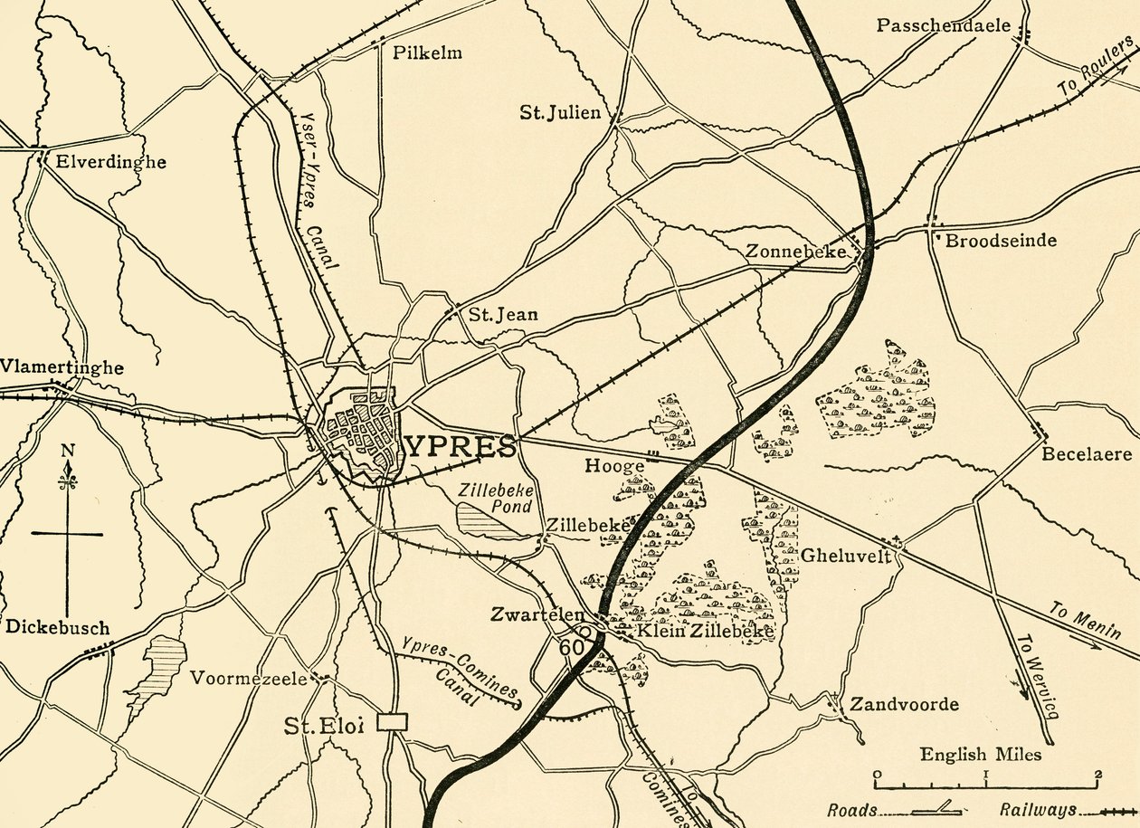Posições alemãs perto de Ypres, Flandres, Primeira Guerra Mundial, 1915, c1920. de Unbekannt