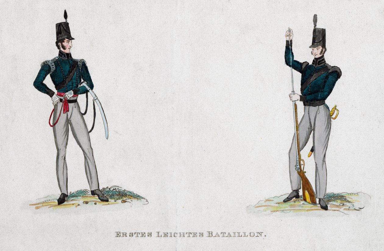 Soldados alemães do período Waterloo, século XIX de Unbekannt