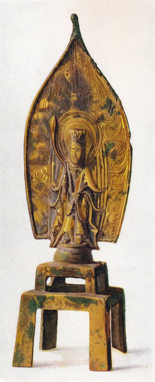 Figura de bronze dourado de Kuan-Yin, 334 dC, 1936 de Unbekannt
