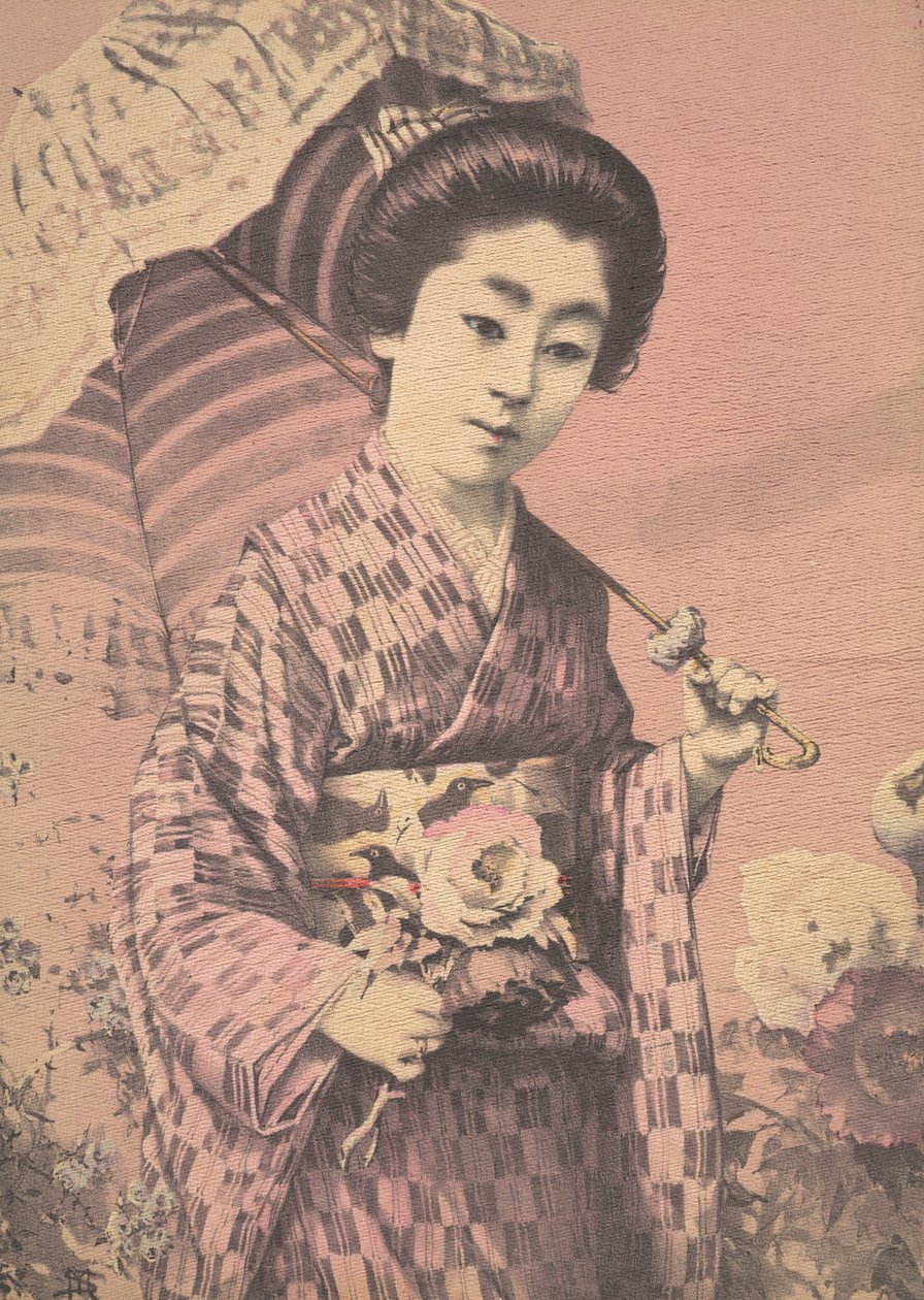 Garota carregando um guarda-sol, ca. 1900 de Unbekannt