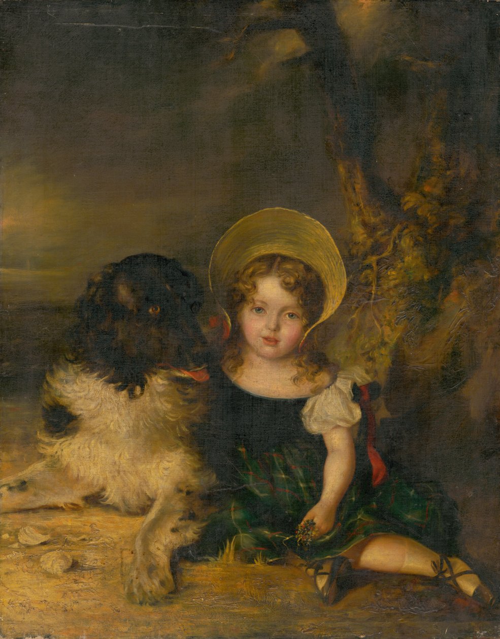Menina com um cachorro de Unbekannt