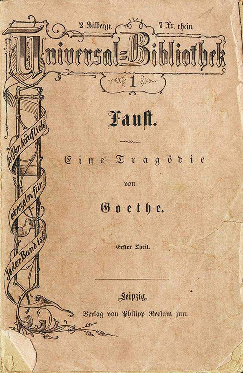 Goethes Faust I, o primeiro volume da Biblioteca Universal Reclams, apareceu em 10 de novembro de 1867, 1 de Unbekannt