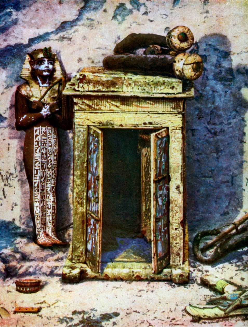 Santuário de ouro na antecâmara da tumba de Tutancâmon, Egito, 1933-1934 de Unbekannt