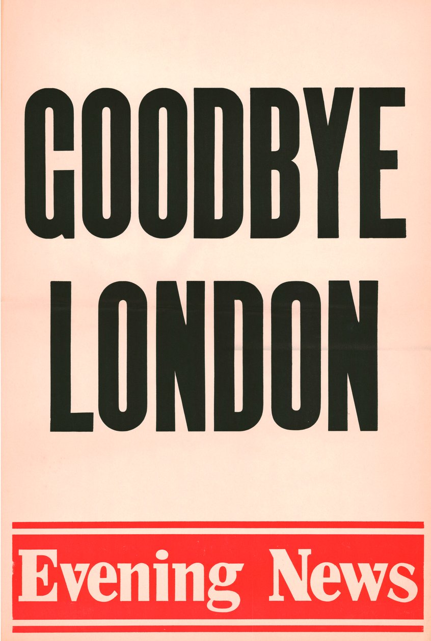 Adeus Londres, cartaz do Evening News, 1980 de Unbekannt