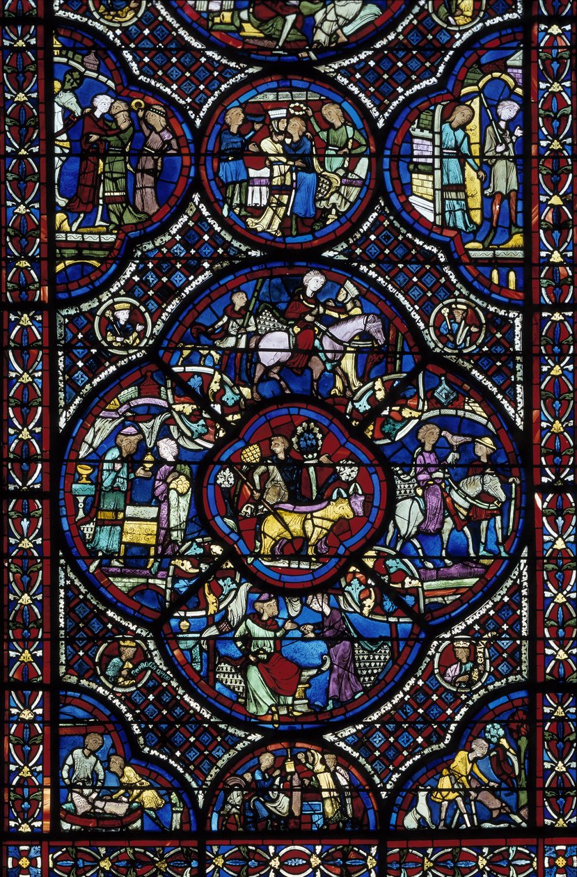 Arte gótica: a vida da criança prodígio. Vidro manchado do ambulatório da Catedral de Saint Etienne de Bourges (Loir et Cher) de Unbekannt