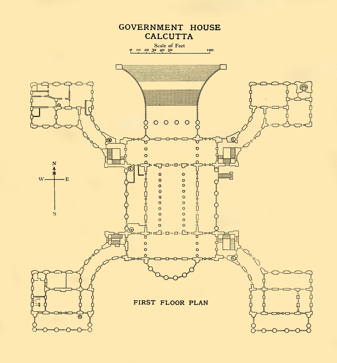 Casa do Governo Calcutá - Planta do Primeiro Andar, 1925. de Unbekannt
