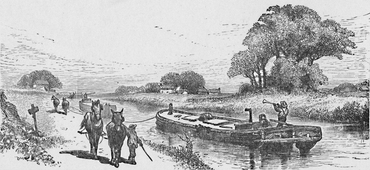 Barco de grãos no canal Erie, 1883 de Unbekannt