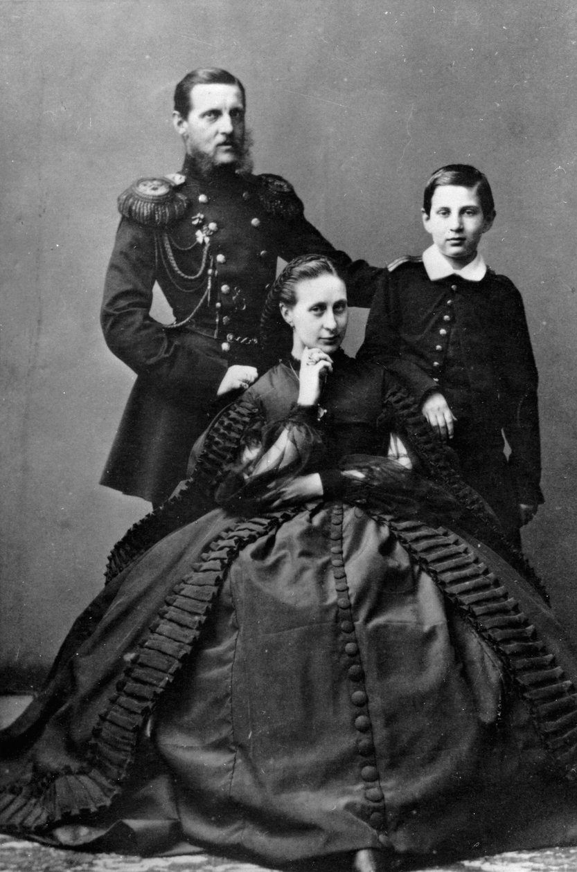 Grão-Duque Konstantin Nikolayevich da Rússia com sua esposa e um de seus filhos, 1860 de Unbekannt