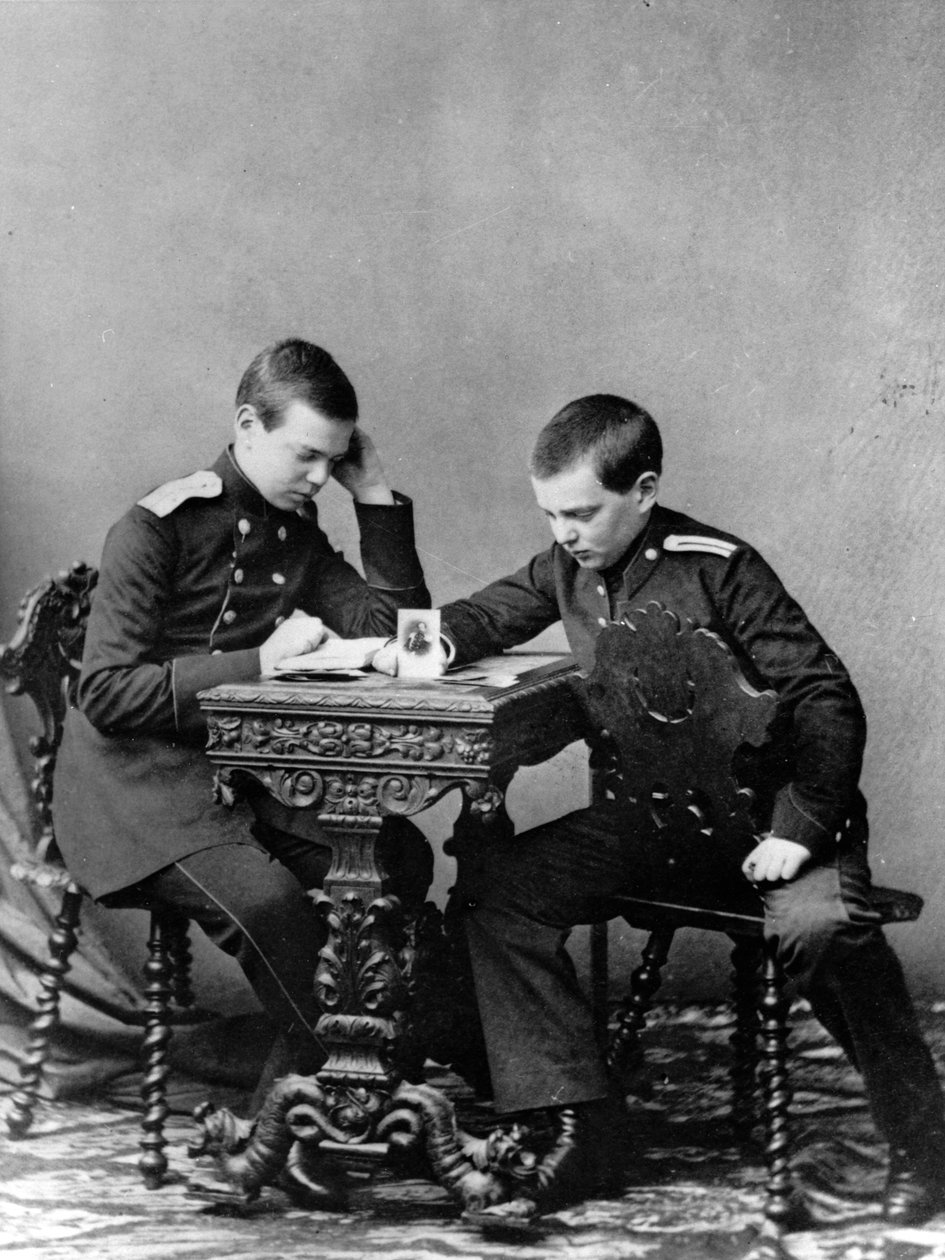 Grão-duques Alexander Alexandrovich e Vladimir Alexandrovich da Rússia, c1859-c1861 de Unbekannt