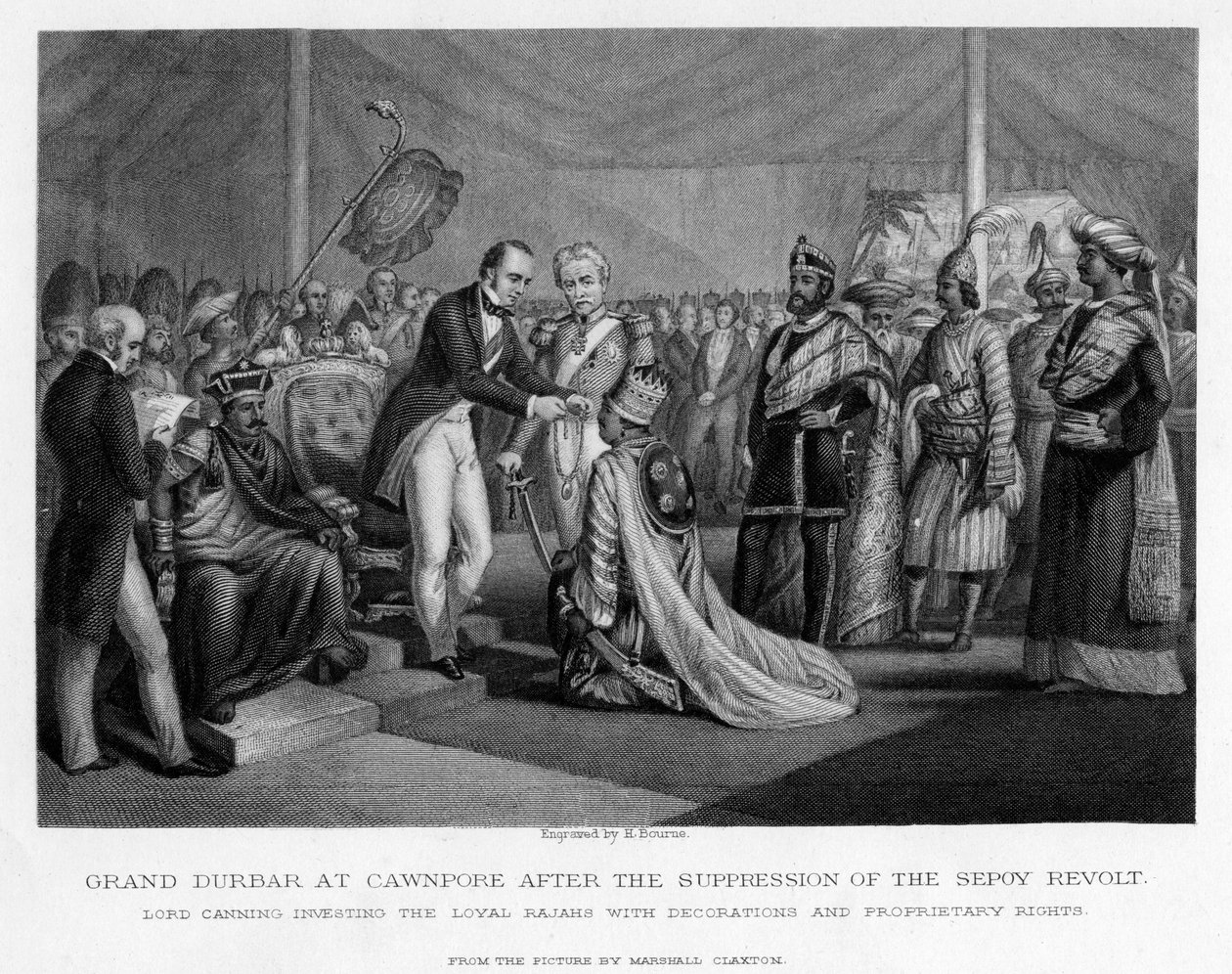 Grand Durbar em Cawnpore após a supressão da revolta dos sipaios, século c19 de Unbekannt