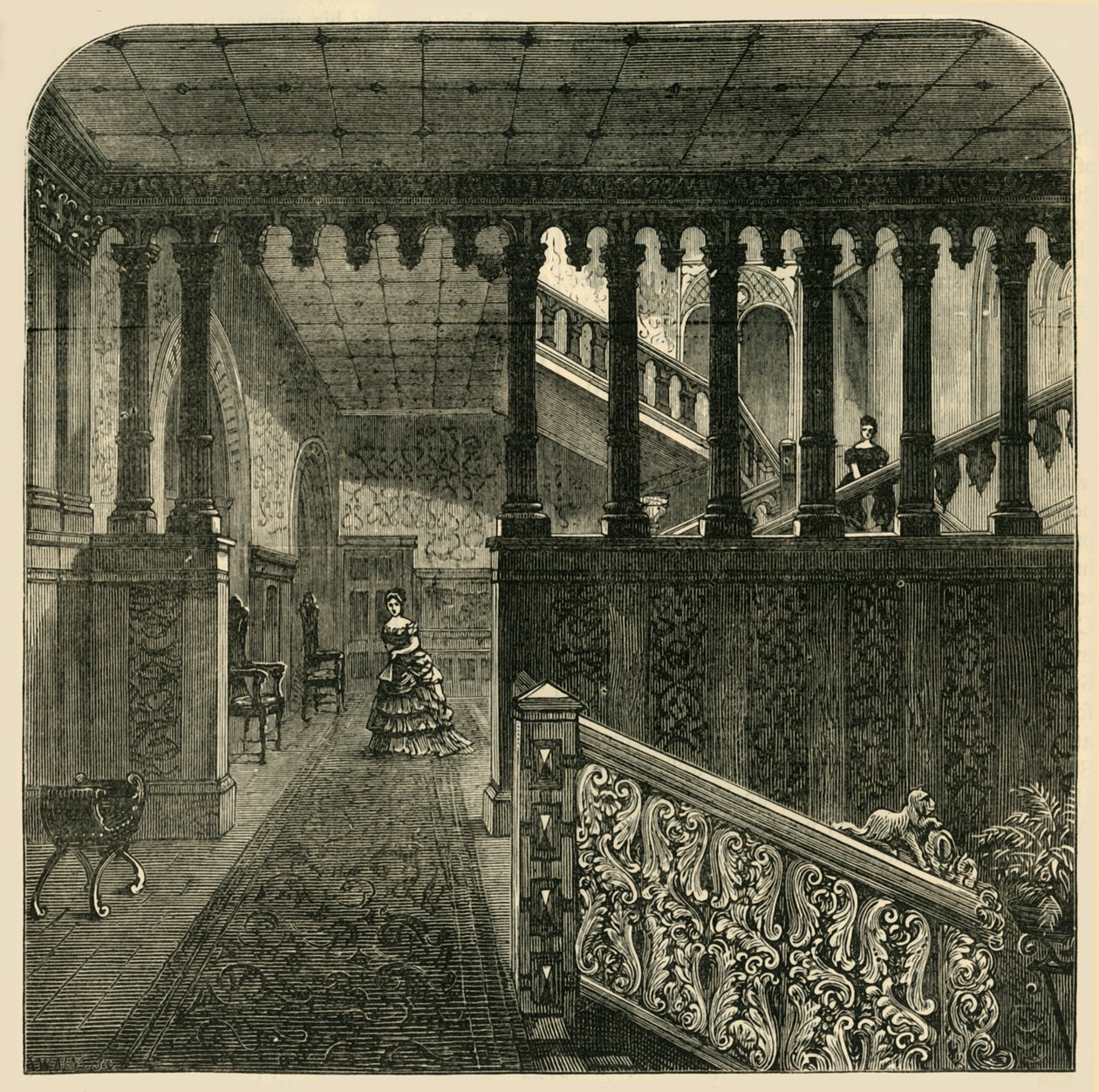Grand Staircase, Holland House, c1876. de Unbekannt