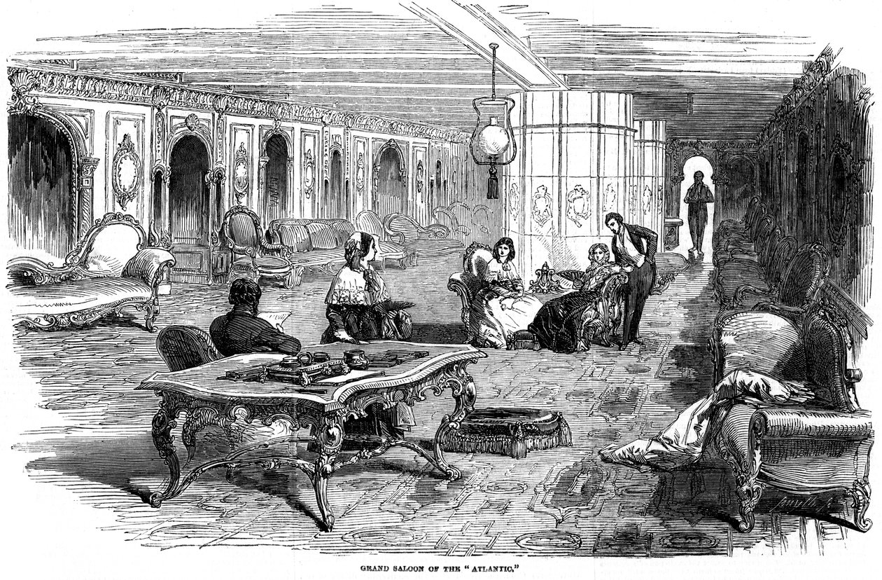 Grande salão do navio a vapor Atlântico, 1850 de Unbekannt