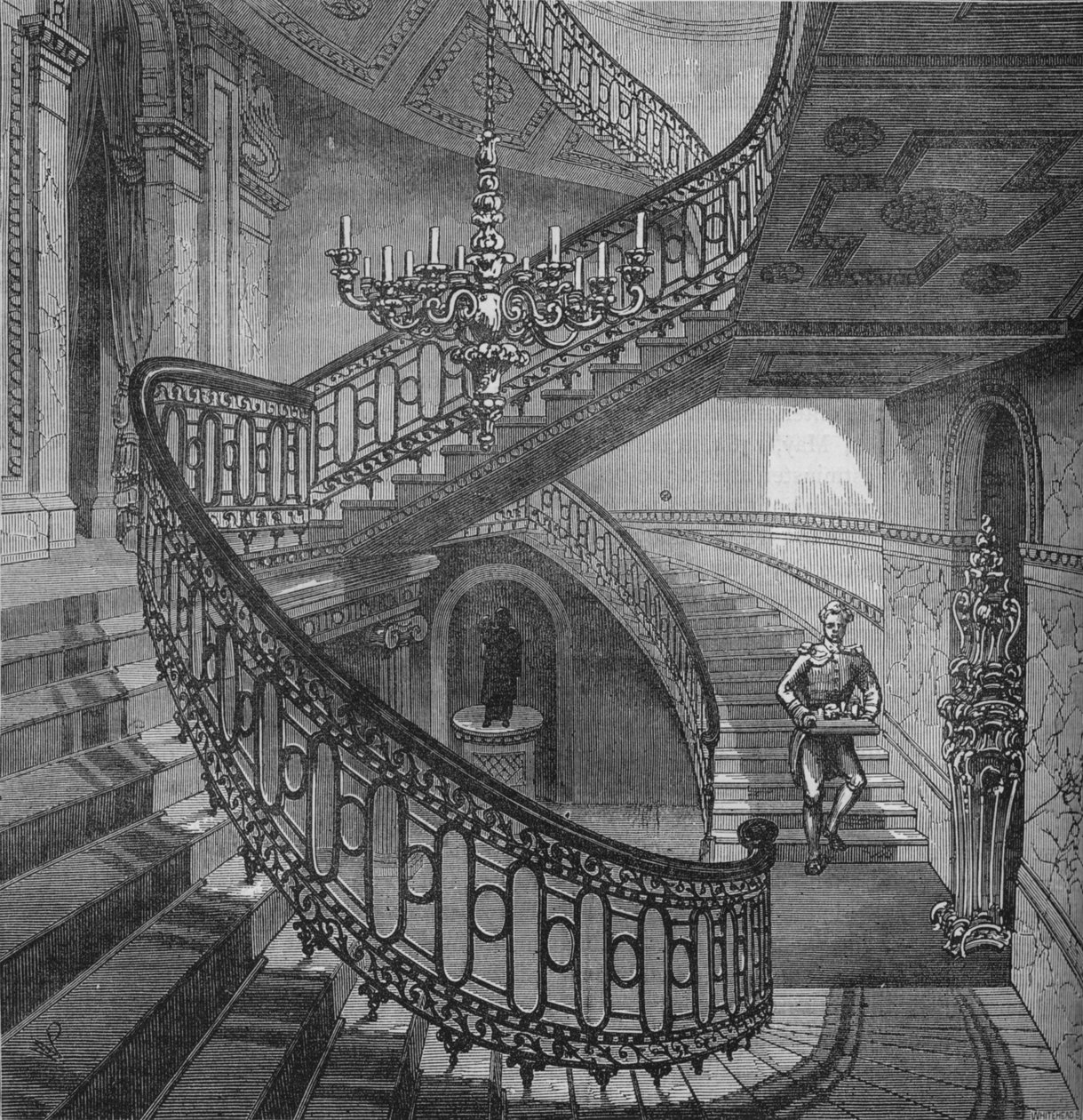 Grande escadaria em Carlton House, Westminster, Londres, c1820 1878 de Unbekannt