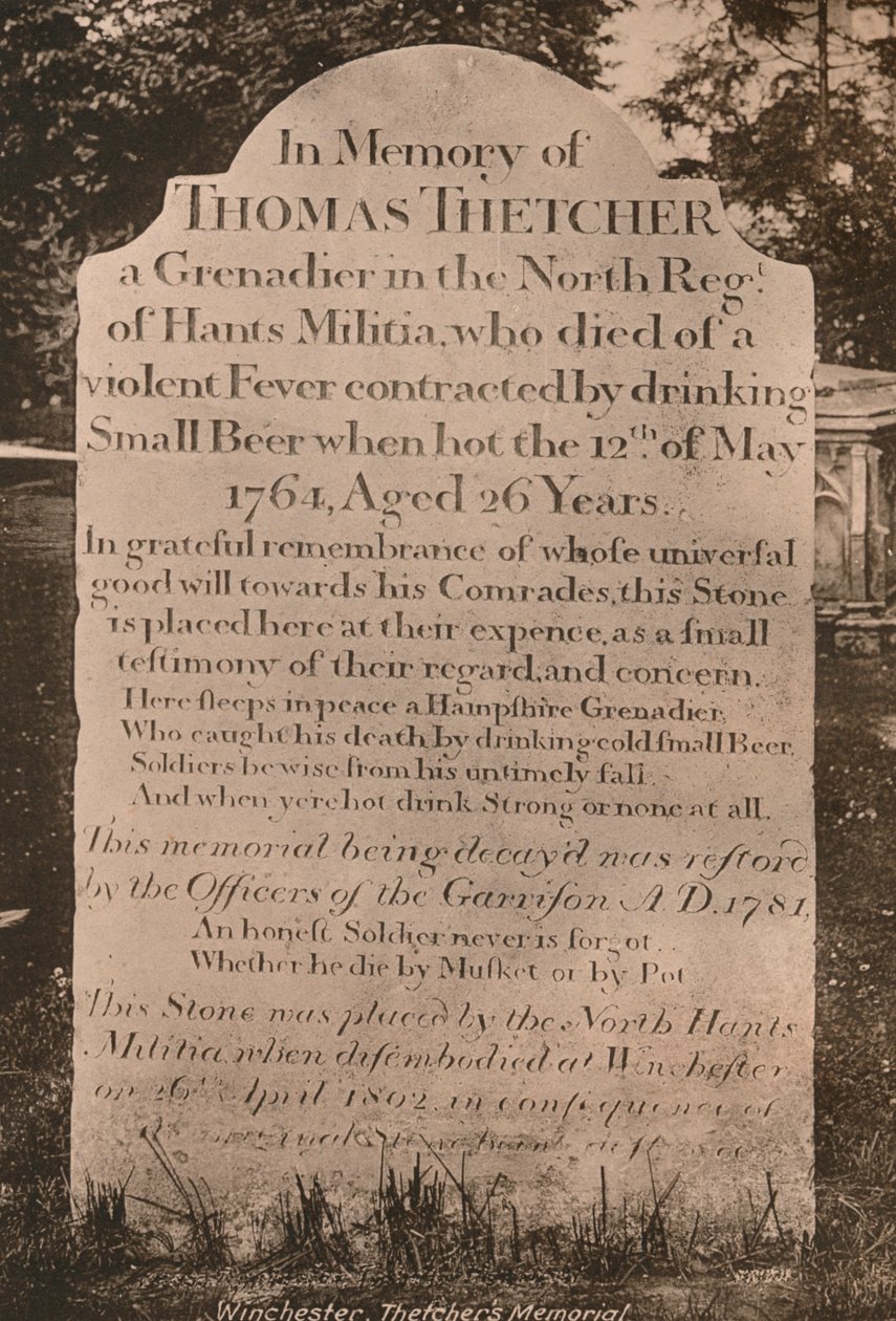 Lápide de Thomas Thetcher, Catedral de Winchester, Hampshire, início do século XX de Unbekannt