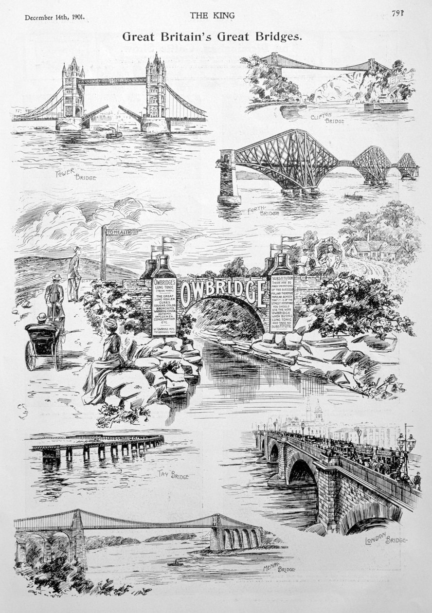 Grandes pontes da Grã-Bretanha, anúncio de Owbridge Lung Tonic, 1901 de Unbekannt