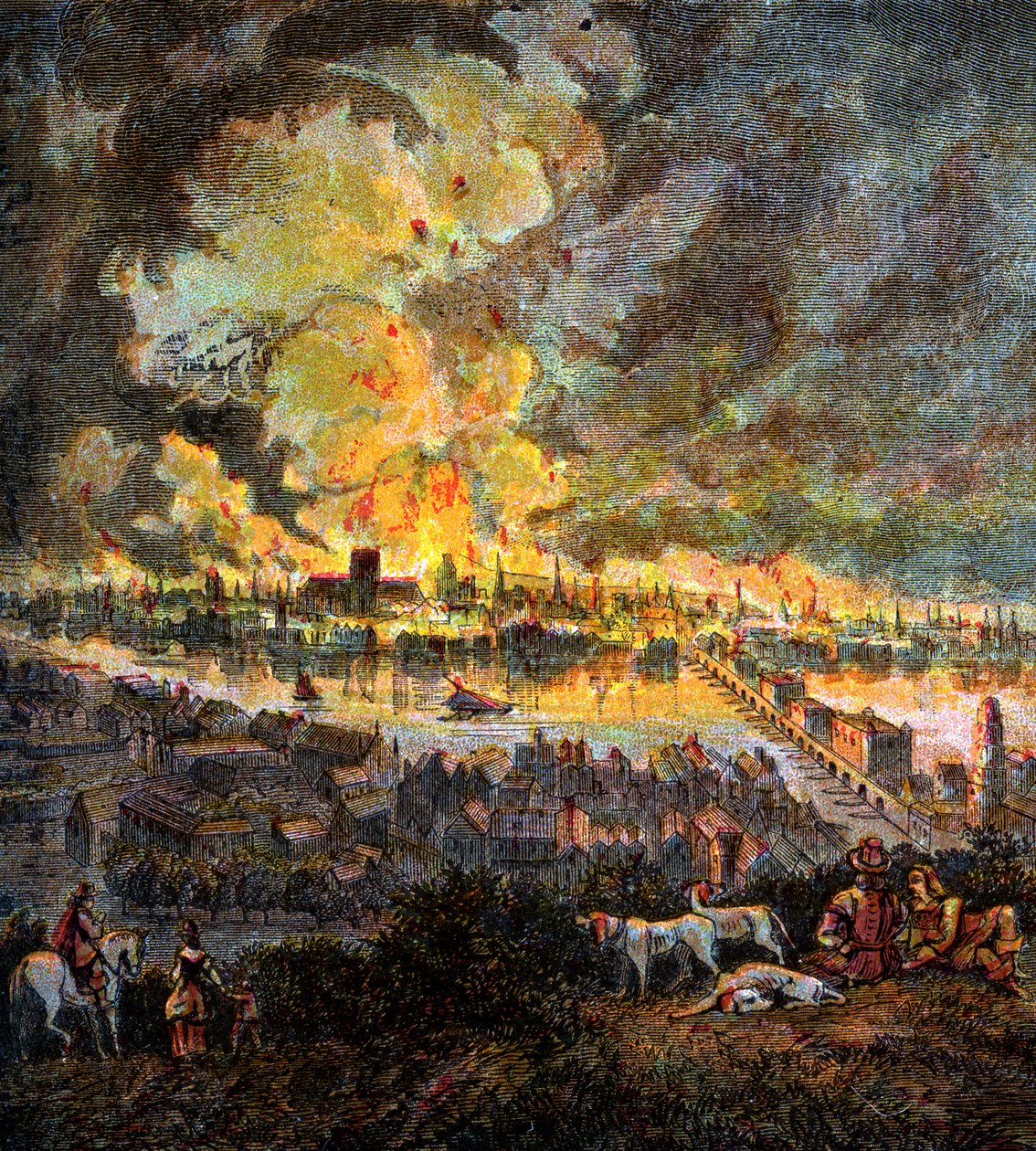 Grande incêndio de Londres, 1666, c1850 de Unbekannt