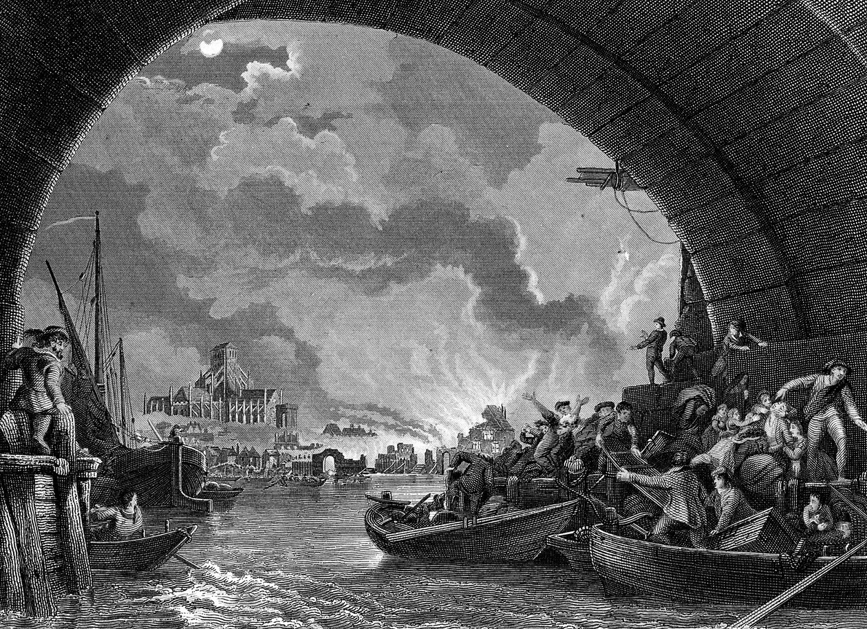 Grande incêndio de Londres, século 1666 de Unbekannt
