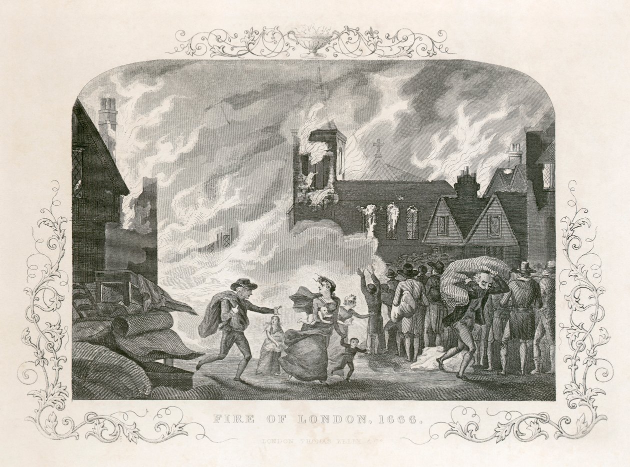 Grande Incêndio de Londres, 1666 século XIX de Unbekannt