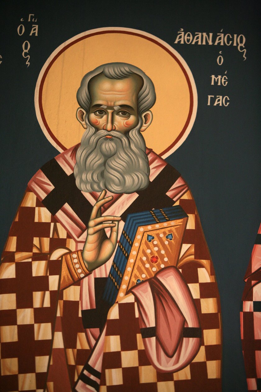Ícone ortodoxo grego representando Santo Atanasos, o grande Thessalonique Grece de Unbekannt