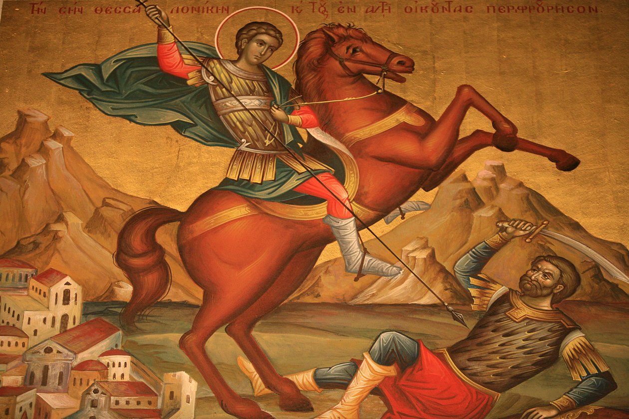 Ícone ortodoxo grego que representa São Dimitrios Thessalonique Grece de Unbekannt