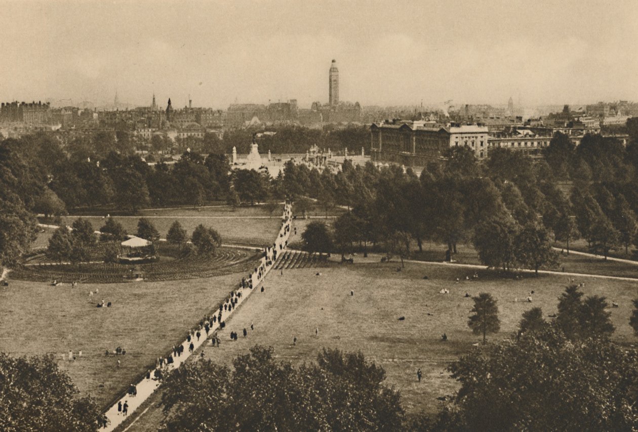 Green Park e Westminster da estrutura que usurpou o local de Old Devonshire, c1935. de Unbekannt