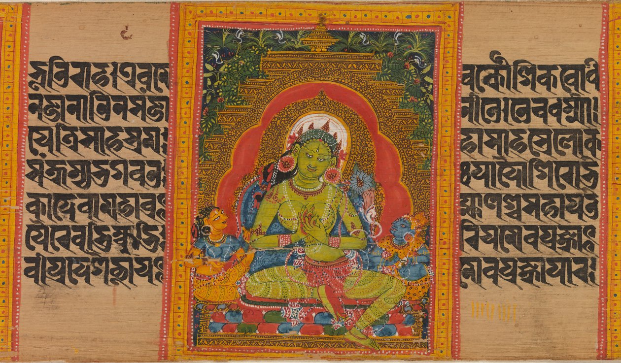 Green Tara, Folio de ... Manuscrito da Perfeição da Sabedoria, início do século XII. de Unbekannt