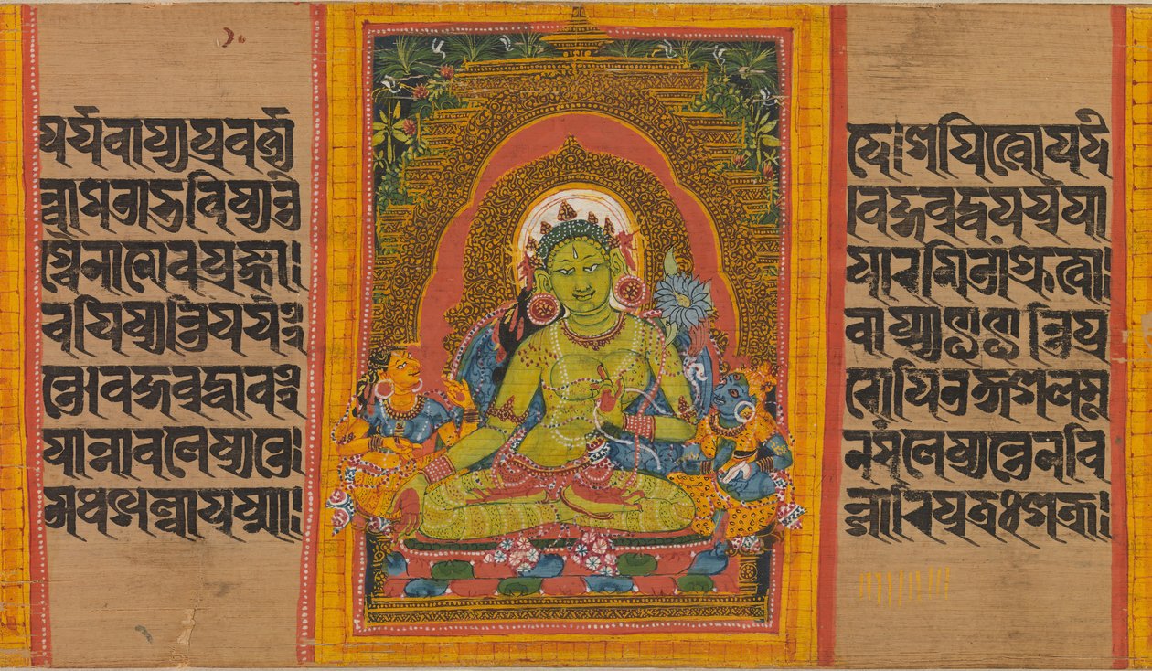 Green Tara, Folio de ... Manuscrito da Perfeição da Sabedoria, início do século XII. de Unbekannt