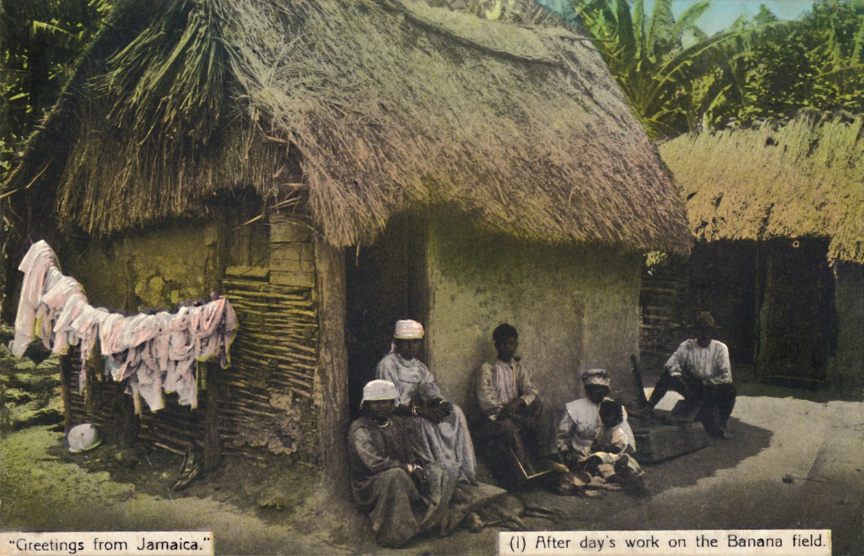Saudações da Jamaica. 1 Após dias de trabalho no campo de Banana, início do século XX. de Unbekannt