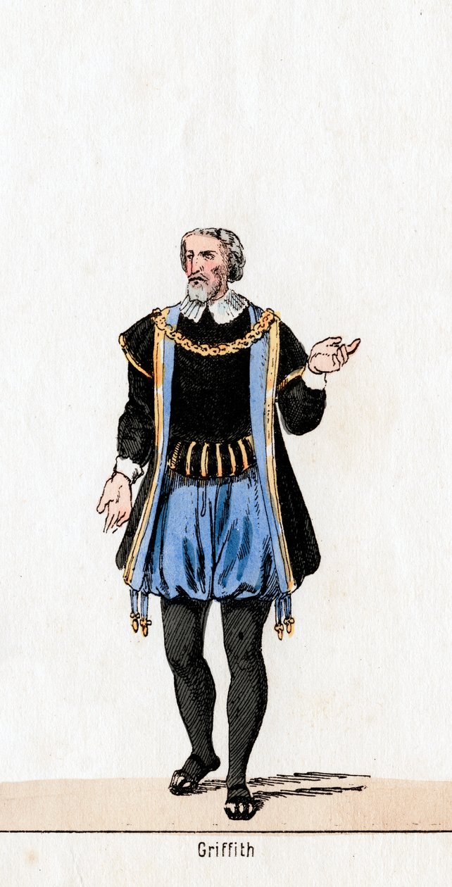 Griffith, figurino para a peça de Shakespeares, Henrique VIII, século XIX de Unbekannt