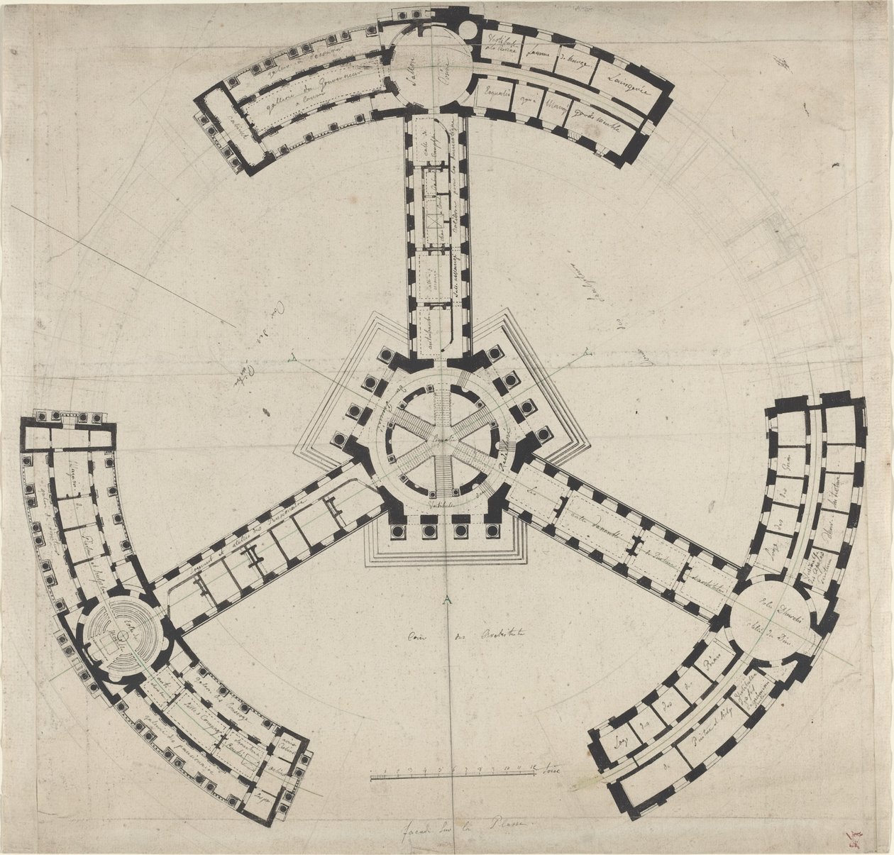 Planta baixa para uma Academia de Belas Artes, 17501790. de Unbekannt