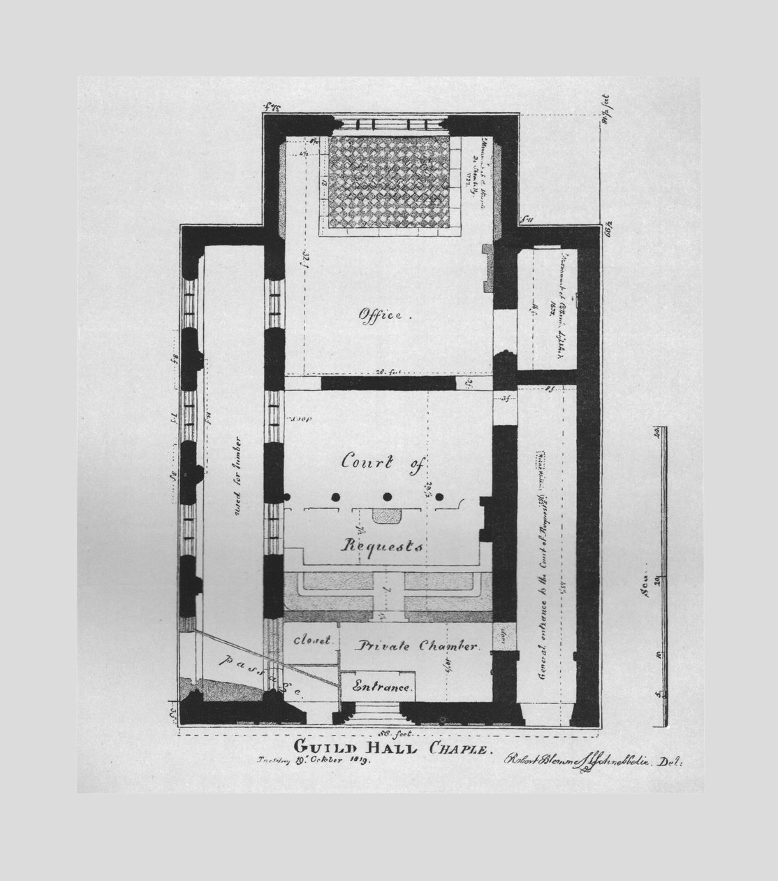 Planta da capela de Guildhall 1815, 1866 de Unbekannt