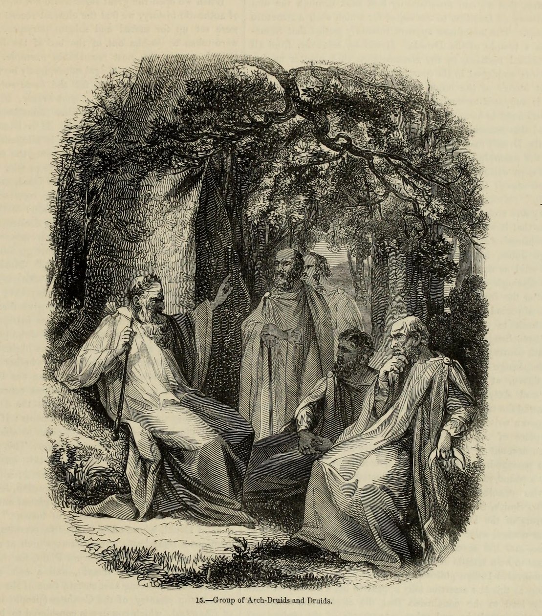 Grupo de Arquidruidas e Druidas Do livro Old England: A Pictorial Museum, 1845 de Unbekannt