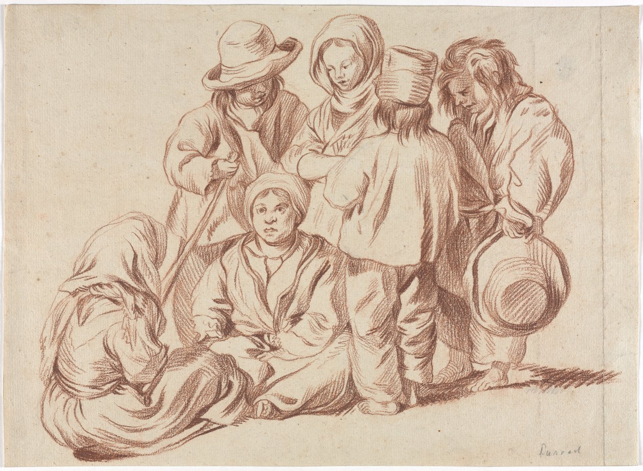 Grupo de seis crianças reto, 1700. de Unbekannt