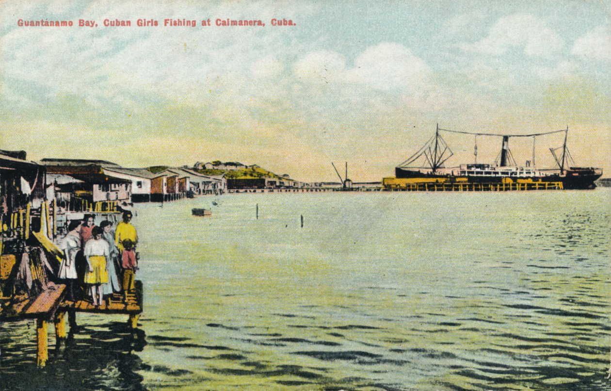 Baía de Guantánamo, meninas cubanas pescando em Caimanera, Cuba, c1910 de Unbekannt