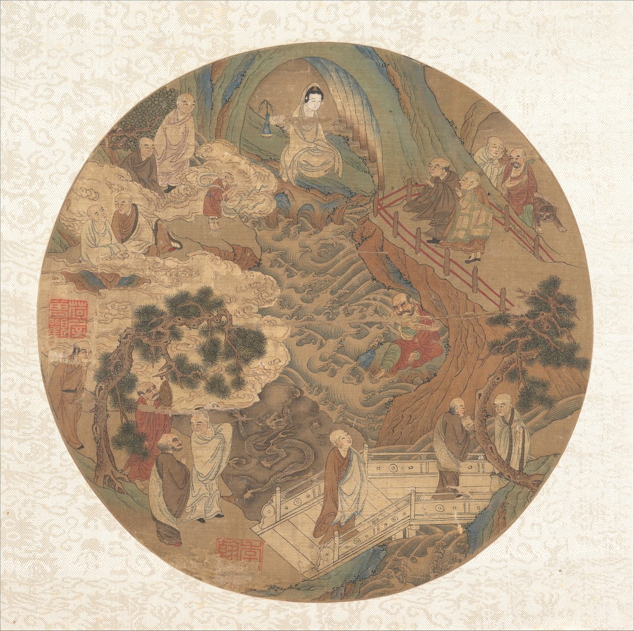 Guanyin e os dezesseis luohans, século XVI-XVII. de Unbekannt