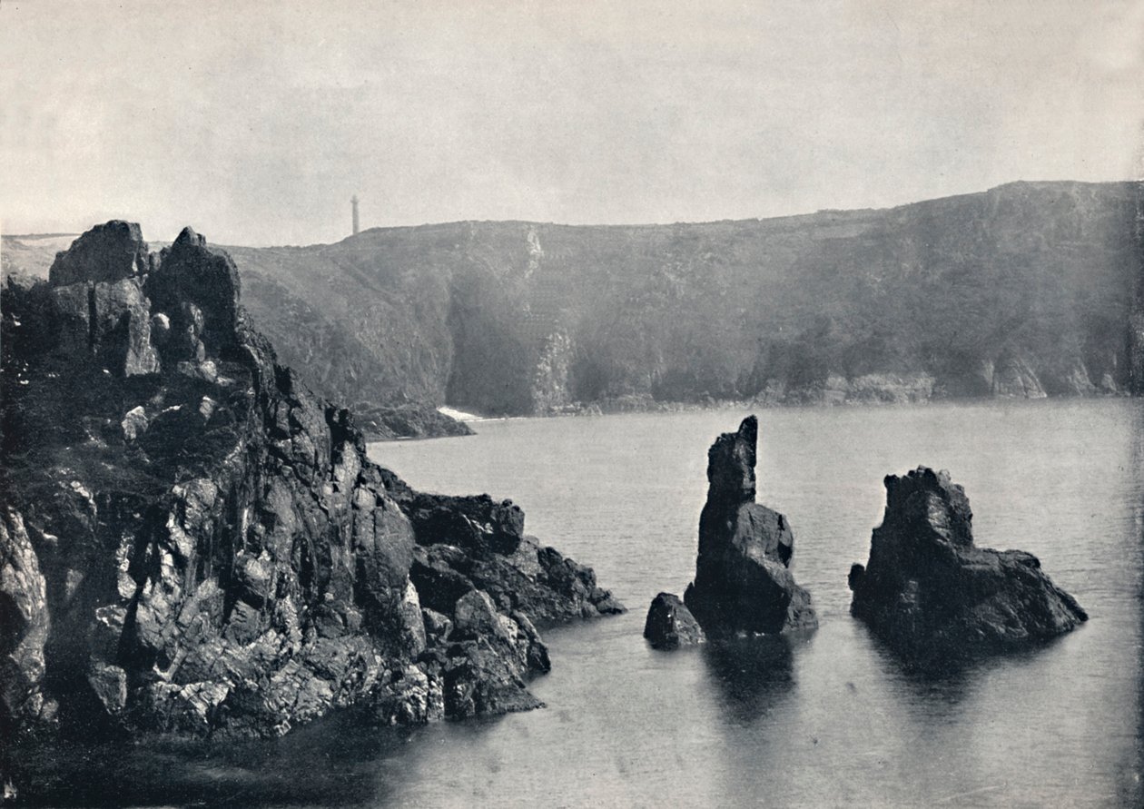 Guernsey - Moulin Huet Bay, com as pedras Dog e Lion, 1895 de Unbekannt