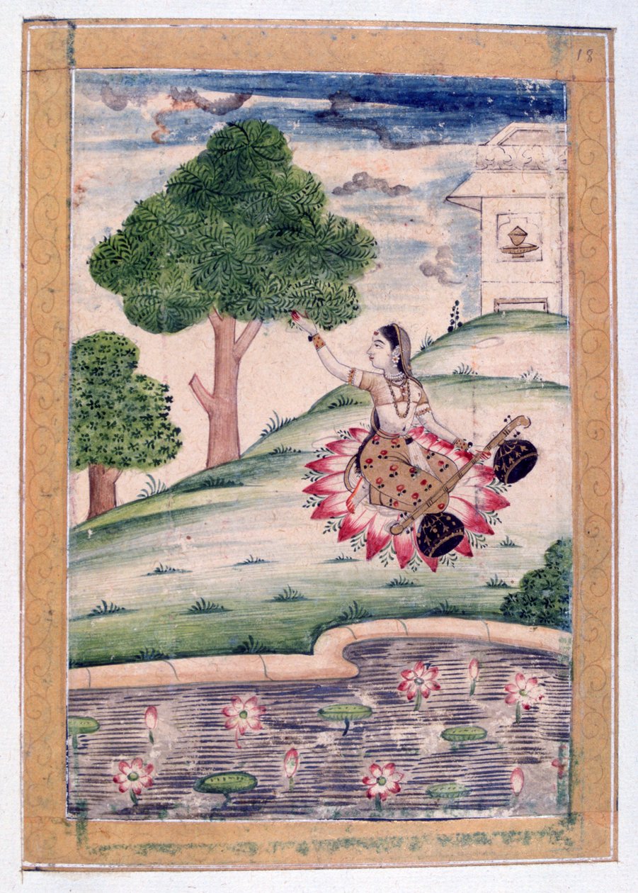 Gujari Ragini, Álbum Ragamala, Escola de Rajasthan, século XIX de Unbekannt
