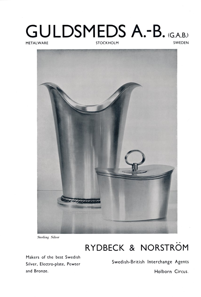 Guldsmeds A.-BGAB - Prata de lei - Rydbeck & Norström., 1939 de Unbekannt