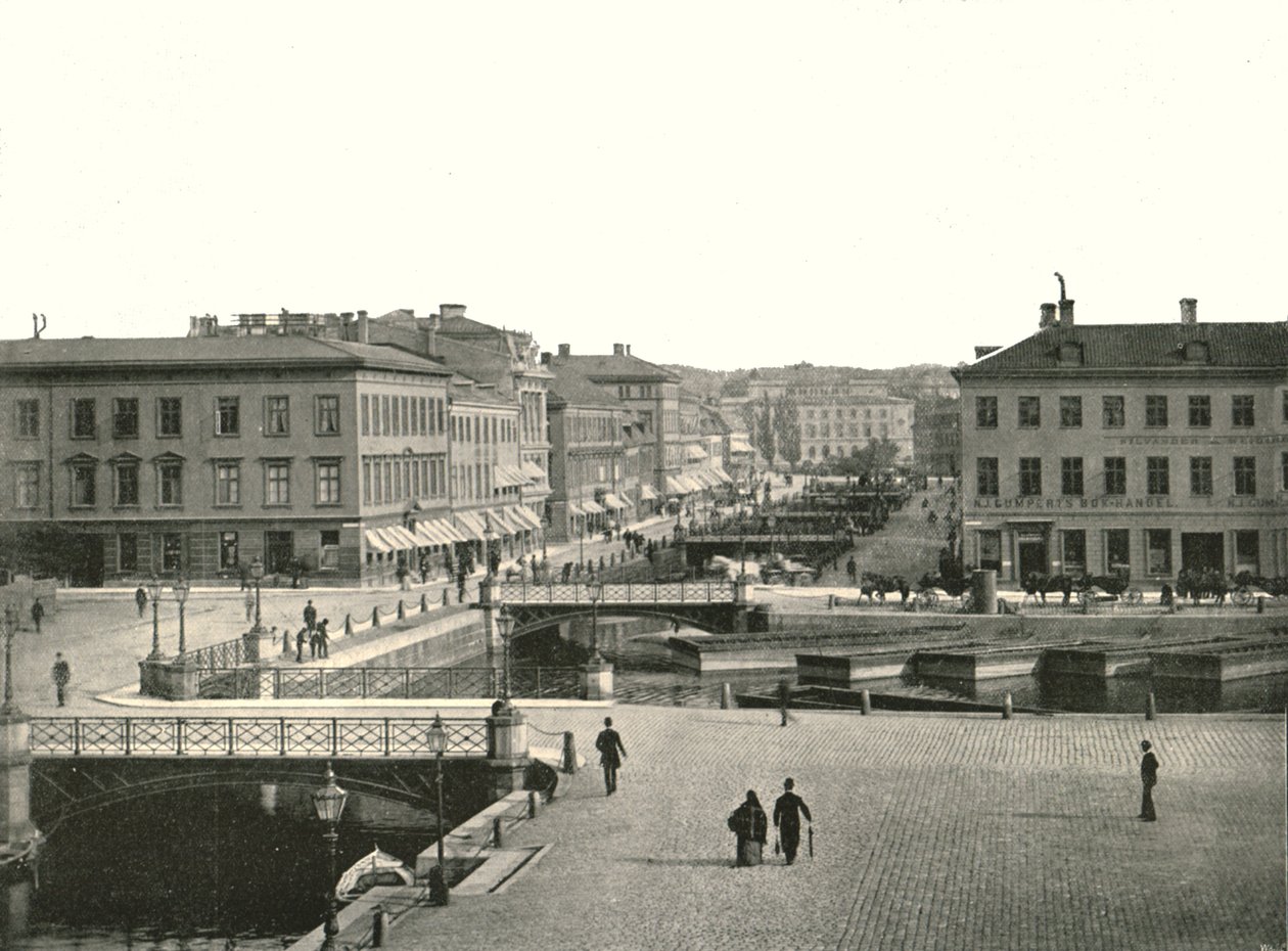 Gustav Adolfs torg e Ostra Hamngatan, Gotemburgo, Suécia, 1895. de Unbekannt