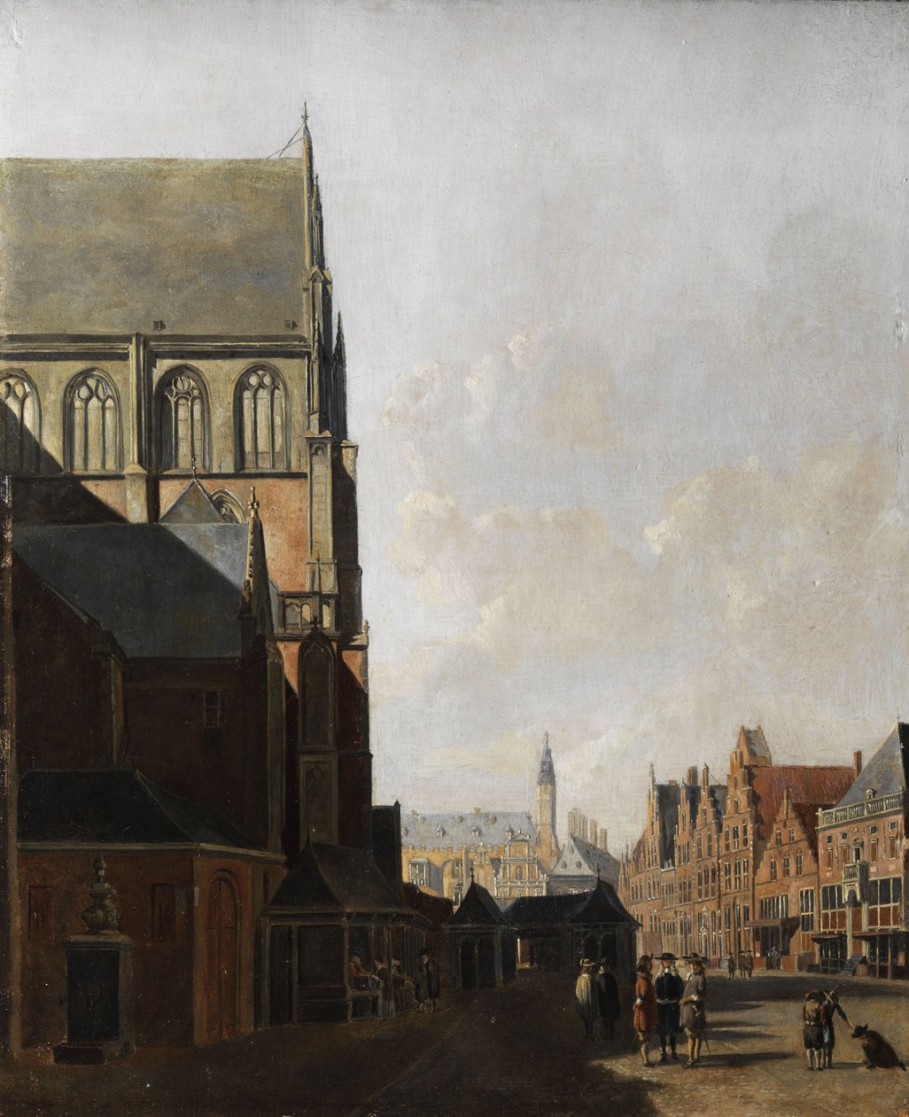 Haarlem, vista da cidade (igreja da cidade e praça do mercado) de Unbekannt