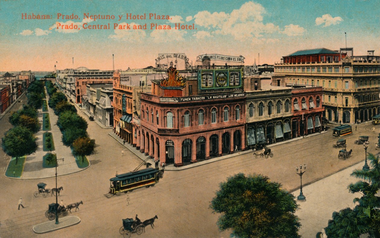 Havana: Prado, Neptuno e Hotel Plaza. Prado, Central Park e Plaza Hotel, c1910 de Unbekannt