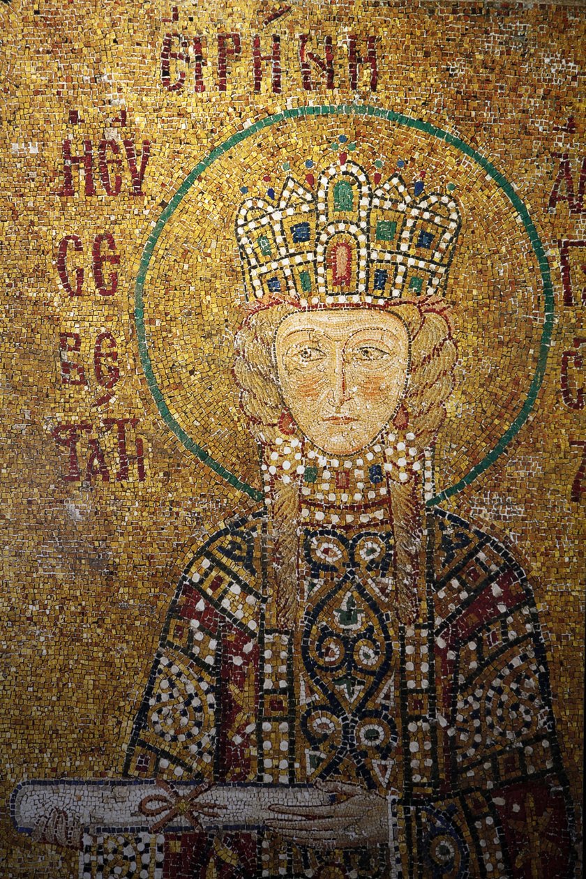 Hagia Sophia mosaic : Imperatriz Irene segurando um pergaminho Istambul Turquie de Unbekannt