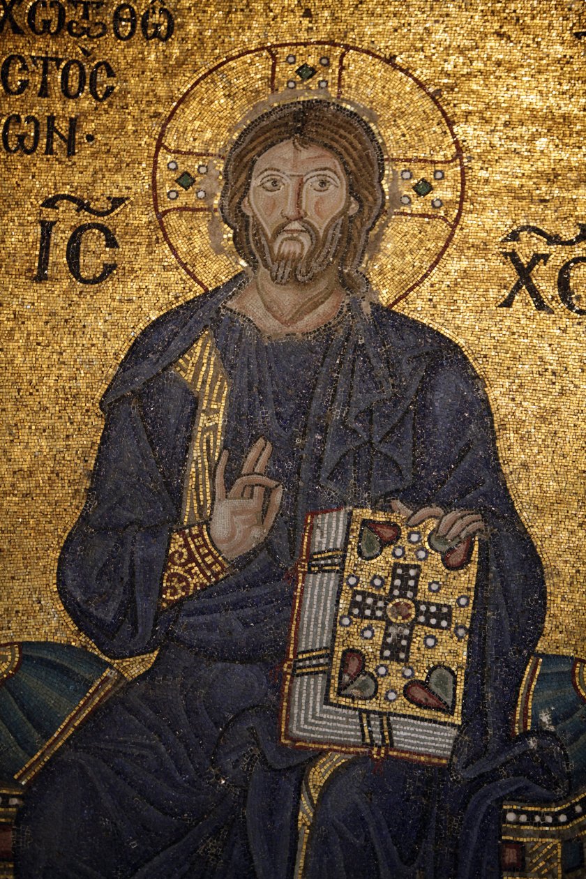 Hagia Sophia mosaic : Jesus abençoa e segura a bíblia Istambul Turquie de Unbekannt