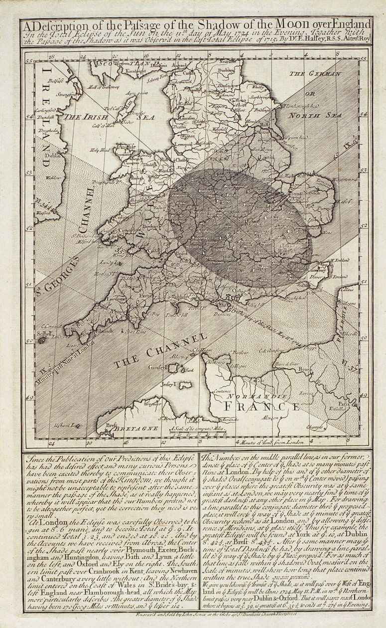 Mapa de Halley e descrição do eclipse de Unbekannt