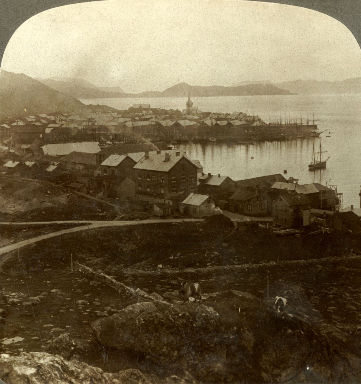 Hammerfest. A cidade mais setentrional do mundo - sem pôr do sol de 13 de maio a 29 de julho, Noruega, c1905. de Unbekannt