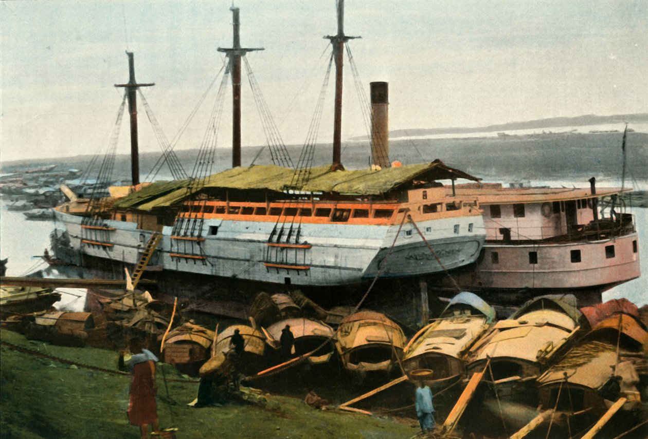 Hanói. Bancos do rio vermelho, Hanoi. Nas margens do rio vermelho, 1900. de Unbekannt