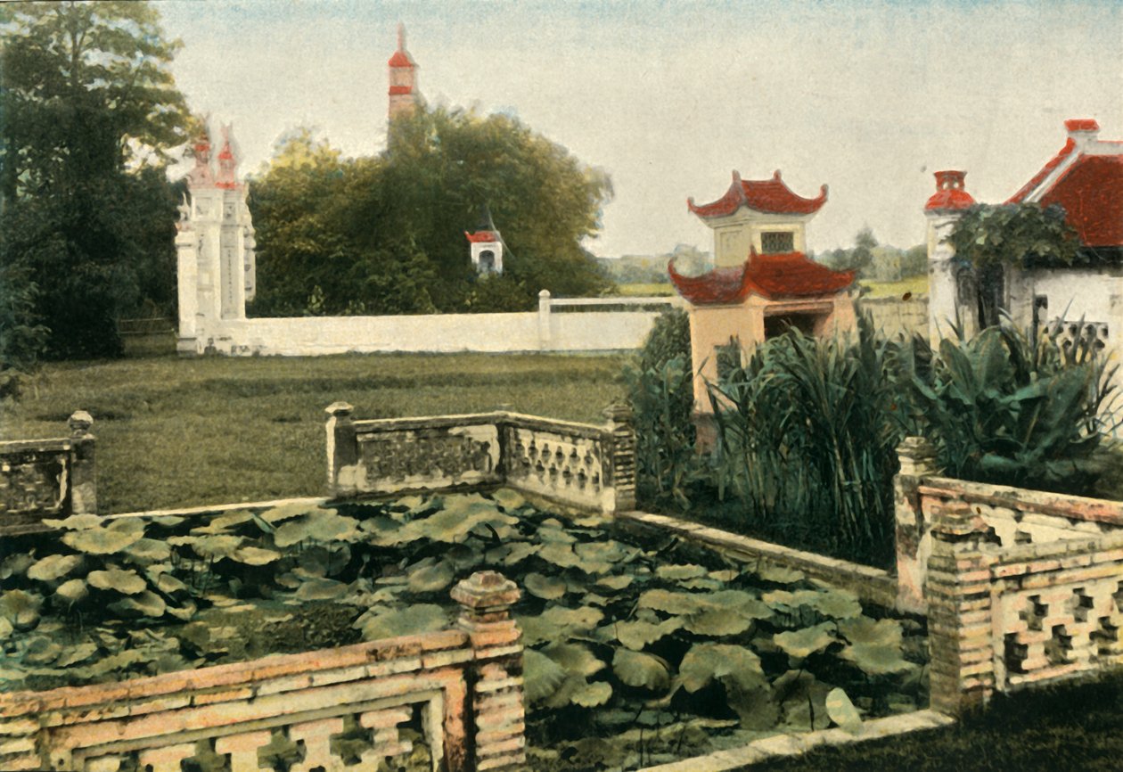 Hanoi. Escova de pagode, Hanói. Objetivo Thap Pagoda, 1900. de Unbekannt